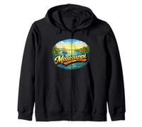 Mississippi River Steamboat Sunset Landscape Zip Hoodie