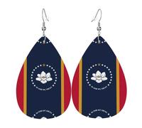 Mississippi State Flag Earrings For Women Leather Dangle Lightweight Teardrop Earrings Jewelry For Women