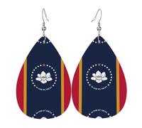 Mississippi State Flag Earrings For Women Leather Dangle Lightweight Teardrop Earrings Jewelry For Women