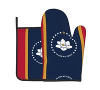 Mississippi State Flag Oven mitt and potholder Set a 2-Piece Kitchen Set Perfect for Cooking and Baking