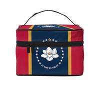Mississippi State Flag Portable Travel Makeup Bag (9x6.5x6.2 Inch), Large Capacity Makeup Bag for Women, Large Makeup Bag Storage Bag for Girls, Black, One Size