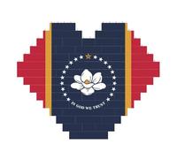 Mississippi State Flag Print Art Brick Puzzle Heart Shaped DIY Building Blocks Set 3D Jigsaw Home Decor 53 Pieces