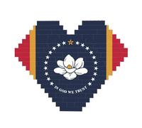 Mississippi State Flag Print Art Brick Puzzle Heart Shaped DIY Building Blocks Set 3D Jigsaw Home Decor 82 Pieces