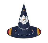 Mississippi State Flag Print Halloween Witch Hat For Men And Women Halloween Hat Cosplay Party Decorations, Black, 1