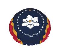 Mississippi State Flag Print Large Size Waterproof Shower Cap For Women And Men Reusable Lightweight Soft Hat