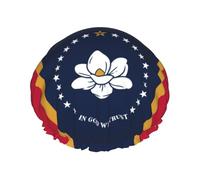 Mississippi State Flag Print Large Size Waterproof Shower Cap For Women And Men Reusable Lightweight Soft Hat