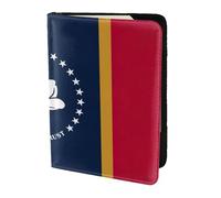 Mississippi State Flag print Travel Wallet Passport Holder Case for Family Leather Passport Cover for Men Women, Black, One Size