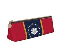 Mississippi State Flag print Triangle Box Multi functional Makeup Bag, Office Travel and Daily Stationery Storage, White, One Size, Lightweight