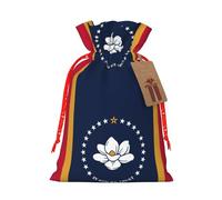 Mississippi State Flag Print Xmas Drawstring Wrapping Bags For Xmas Package Storage, Christmas Party Supplies Favors