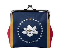 Mississippi State Flag Printing Coin Purse, Lightweight Minimalist Wallet For Music Festivals And Concerts, Black, One Size, Art Deco