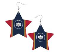 Mississippi State Flag Prints Leather Star-Shaped Earrings Lightweight And Stylish Accessories For Parties Dances And Everyday Life.