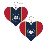 Mississippi State Flag Prints Stylish Heart-Shaped Earrings Lightweight Women'S Accessories Perfect For Parties And Valentine'S Day.