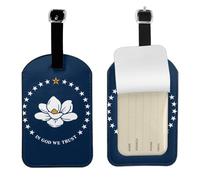 Mississippi State Flag PU Leather Luggage Tag, Double-Sided Personalised Travel Suitcase Tag with Privacy Cover