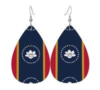 Mississippi State Flag Teardrop Earrings - Lightweight Drop Earrings Suitable for Christmas and Valentine's Day Gifts