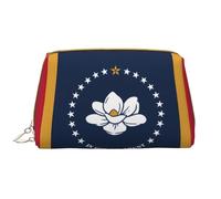 Mississippi State Flag Zipper Closure Leather Portable Waterproof Cosmetic Bag for Home Travel to Organize Toiletries Sundries