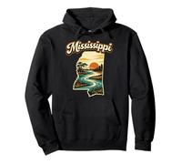 Mississippi Sunset River State Retro Landscape Pullover Hoodie
