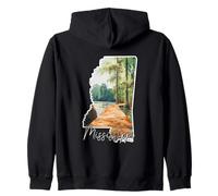 Mississippi Watercolor Landscape Scenic View Art Zip Hoodie