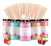 Misskandy®-Candy Floss Sugar Pack (5 * 300g) (Strawberry, Apple, Marshmallow, Cola, Raspberry) Use in Cotton Candy Maker + 50 Sticks of 30 cm (free)