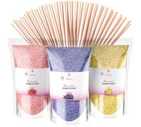 Misskandy® candyfloss sugar for machines - Set of (3x 160g) - (Natural Flavours): Flavours: Strawberry/Blueberry/Lemon/Candyfloss powder + 20 sticks (free)