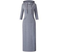 MISSKY Women's Casual Pocket Slim Pullover Maxi Hoodie Dress, 3/4 Sleeve/Grey, 3XL