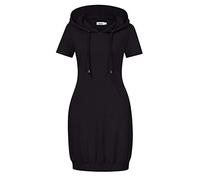 MISSKY Women's Pullover Hooded Kangaroo Pocket Sweatshirt Casual Hoodie Dress, Black, L