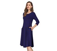 MISSKY Women's Pullover Pocket Loose Swing Casual Dress, Navy, 3XL