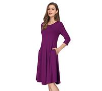 MISSKY Women's Pullover Pocket Loose Swing Casual Dress, Purple, XXL