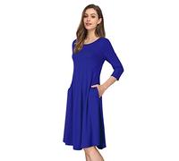 MISSKY Women's Pullover Pocket Loose Swing Casual Dress, RoyalBlue, 3XL