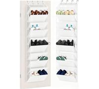 MISSLO 10 Tier Hanging Shoe Storage Over Door Organiser Clear Deep Pockets Large Door Shoe Rack Hanging 20 Pairs Shoe Hanger Holder Tidy for Sneakers, Boots (White)