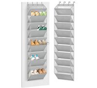 MISSLO 10 Tier Over the Door Shoe Organizer Hanging Shoe Rack Clear Deep Pockets Large Shoe Storage Back of Door, Fit 20 Pairs Shoe Holder Hanger for Sneakers, Boots (Grey)