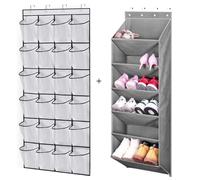 MISSLO 24 Pockets Over Door Shoe Storage Hanging Organiser 6 Shelf Door Shoe Rack for Narrow Doors Shoe Holder Hanger