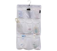 MISSLO 8 Pockets Mesh Shower Caddy Organiser Bathroom Storage Shower Tidy Hanging Pockets Rail with Rotating Hanger Quick Dry Curtain Storage