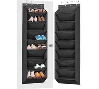 MISSLO 8 Shelf Over Door Shoe Organizer, Hanging Shoe Rack with Deep Pockets Back of Door Storage fits 20 Pairs, Closet Shoe Storage Organiser Holder Hanger for Narrow Doors, Black
