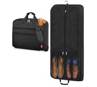 MISSLO Carry On Garment Bags for Travel with Shoulder Strap 43" Suit Bags Carrier for Men 2 in 1 Waterproof Suit Cover with 3 Pockets Hanging Clothes Protector for Business Trip, Black