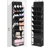 MISSLO Clear Over The Door Shoe Organizer Large Deep Pockets Hanging Shoe Rack for Closet Fit 20 Pairs Shoe Holder for Sneakers Boots Storage, Black