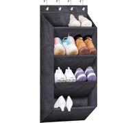 MISSLO Door Shoe Rack Hanging Shoe Storage Camping Heavy Duty Over Door Shoe Storage Organiser for Narrow Closet Shoes Organizer Wall Mounted (4 Shelf, Black)