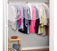 MISSLO Garment Rack with Cover for Clothes Hanging Wardrobe Storage with Clear PVC Windows Hanging Rail Cover Dustproof Coats Suits Jackets Shoulder Protectors, 2 Pack, White