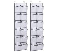 MISSLO Over The Door Shoe Organizer 12 Large Mesh Pockets Hanging Narrow Closet Door, White, 2 Pack