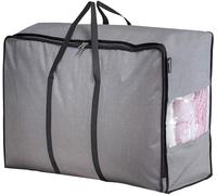 MISSLO Waterproof Large Duvet Storage Bag with Zips, Thick 100L Folding Clothes Storage Bag Organizer, Under Bed Storage, College Moving Bag for Bedding Comforters, Blankets (Grey)