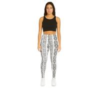 Missloved Ladies Printed Stretch Leggings - Regular Waist Elasticated Fit - Animal, Marble, Flames & Swirl Designs - Soft Comfortable Womens Leggings UK Sizes 8-26 (Black and White Snakeskin, 8-10)