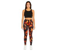 Missloved Ladies Printed Stretch Leggings - Regular Waist Elasticated Fit - Animal, Marble, Flames & Swirl Designs - Soft Comfortable Womens Leggings UK Sizes 8-26 (Flame, 16-18)