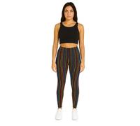 Missloved Multi Stripe Raindow Metallic Lurex Leggings - Shiny Glitter Stretch Fabric, Tight Fit, UK Sizes 8-18 (XL to fit UK 16-18) Multicoloured