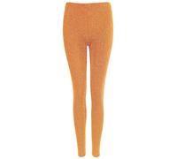 Missloved Orange and Silver Dotted Tight Metallic Shiny Glitter Lurex Leggings (12, 14, Orange/Silver)