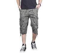 MISSMAO Mens Cargo Shorts Casual 3/4 Length Baggy Combat Trousers with Multi Pockets Hiking Shorts Three Quarter Walking Shorts B-Army Green 44
