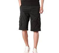 MISSMAO Mens Cargo Shorts Combat Long Short Trousers Knee Length Shorts with 6 Pockets Cargo Hiking Shorts Walking Shorts Black 44