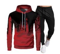 MISSMAO Men's Sports Tracksuits Running Jogger Tracksuit Sport Suit Hoodie Sweatshirt Tops Sweatpants Fitness Trousers Casual Sports Outfits Gym Sportswear,Brick Red,XS