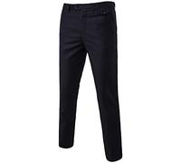 MISSMAO Mens Trousers Formal Casual Business Office Work Home Belted Smart Dress Straight Leg Flat Front Everpress Pockets Pants Black 3XL