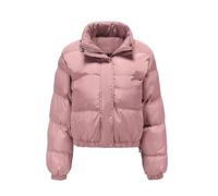 MISSMAO Women Puffer Jacket Winter Coat Short Padded Warm Quilted Puffer Coat Outerwear Stand Collar Cropped Bomber Jacket,Pink,M
