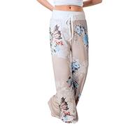 MISSMAO Women's Pajama Lounge Pants Stretch Floral Print High Waist Drawstring Long Wide Leg Lounge Pants Casual Yoga Palazzo Flowy Pants,40,M