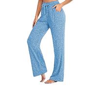 MISSMAO Women's Pyjama Bottoms Casual Soft Trousers Wide Leg Lounge Pants - Loose Stretchy Sports Workout Gym Fitness Trousers,Blue2,5XL
